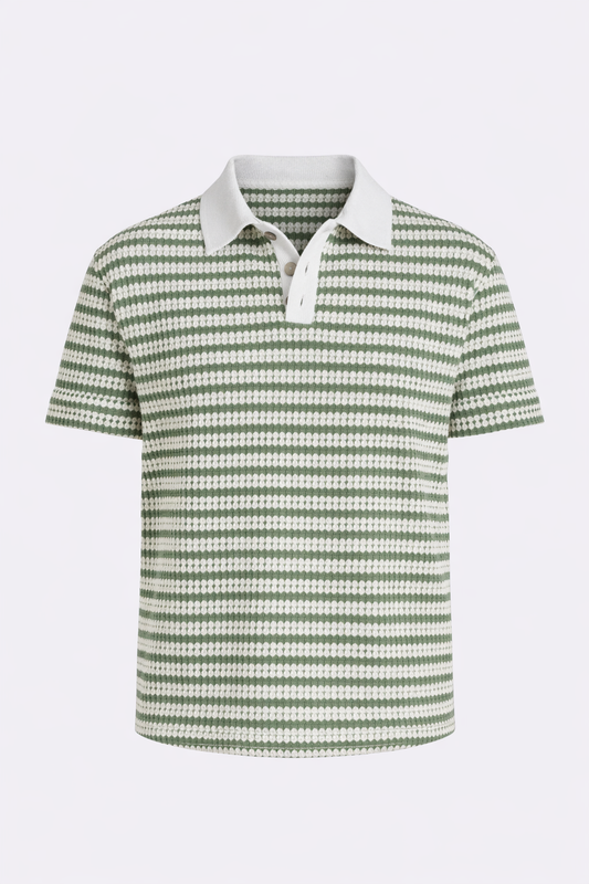 Green & white Stripes Polo