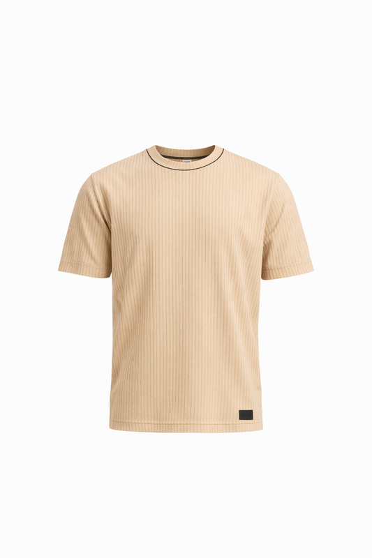 Beige Round Neck T-Shirt