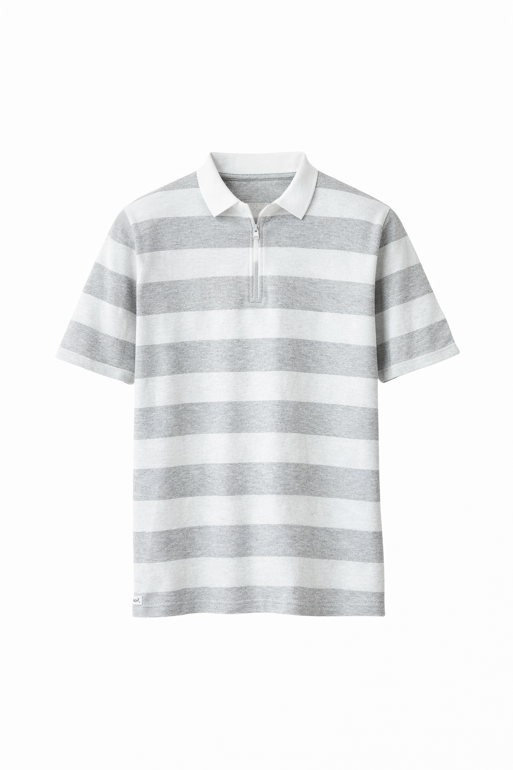 White & Grey Striped Polo