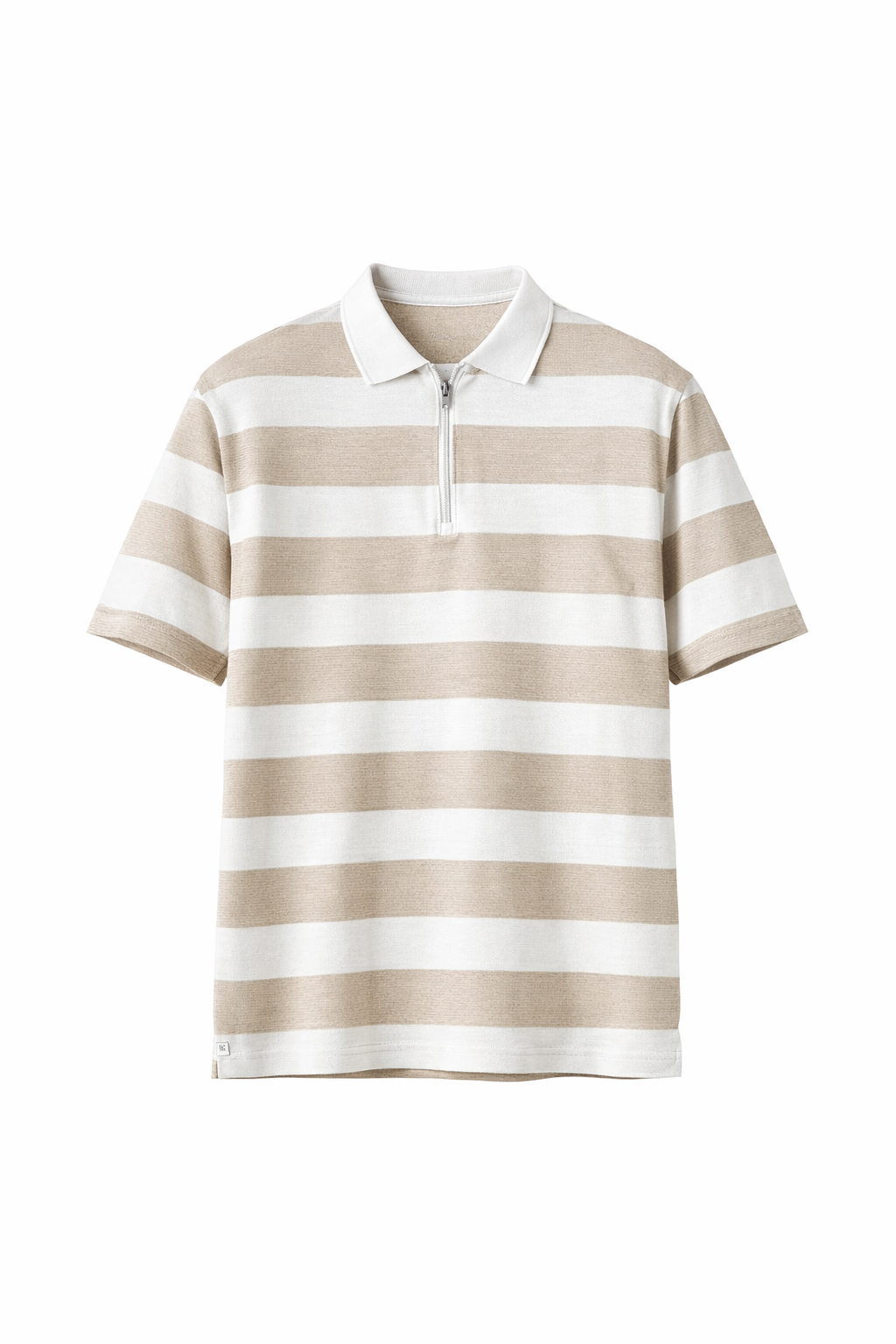 White & Beige Striped Polo