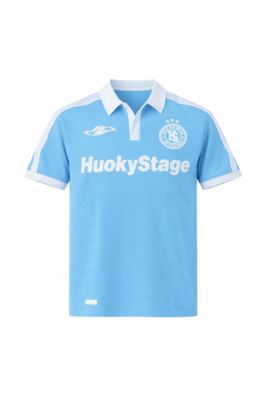 Blue White Neck Polo