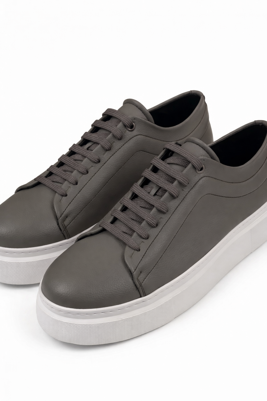 Grey Leather Sneakers