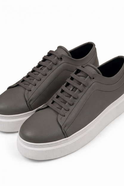 Grey Leather Sneakers