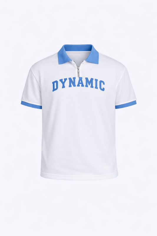 White Dynamic Blue Neck Polo