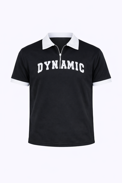 Black Dynamic White Neck Polo