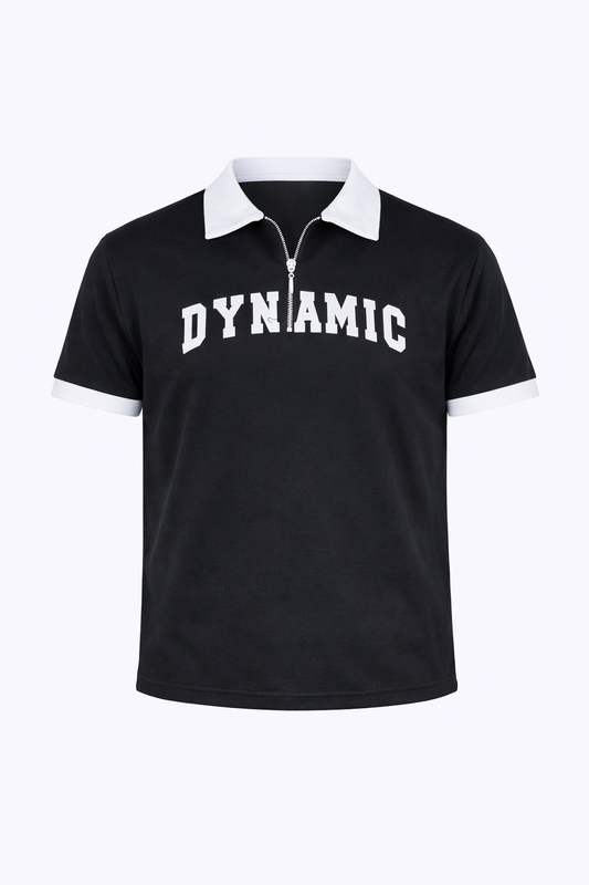Black Dynamic White Neck Polo