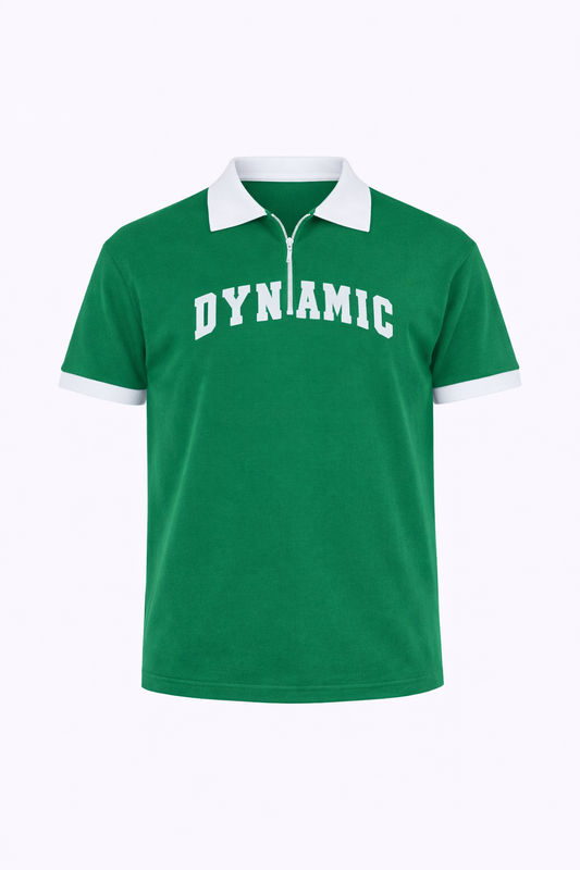 Green Dynamic White Neck Polo