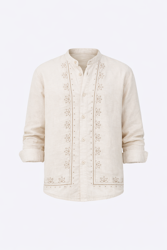 Light Beige Patterned Shirt