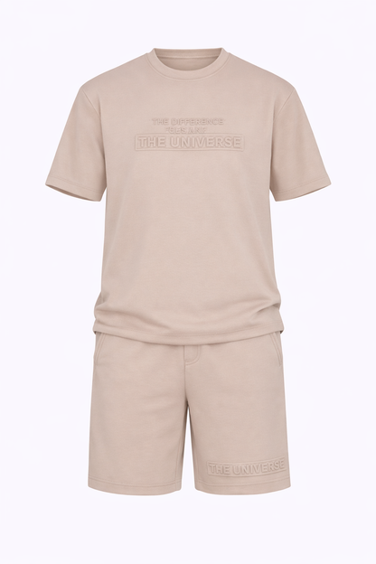 T-Shirt & Short Set In Beige