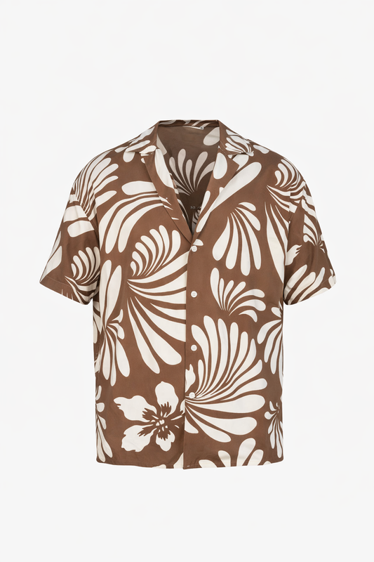 Brown & White Floral Shirt