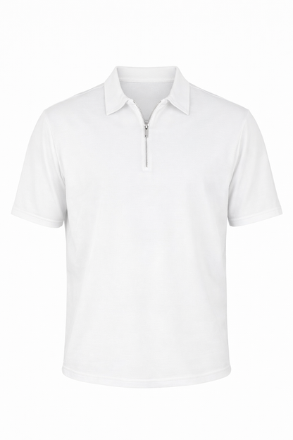 White Half Zip Polo