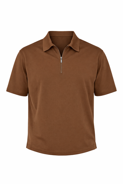 Brown Half Zip Polo