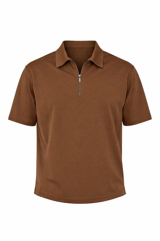 Brown Half Zip Polo