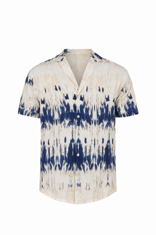 White & Navy Blue Pattern Shirt