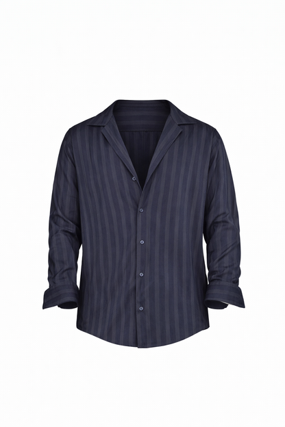 Navy Blue Striped Shirt
