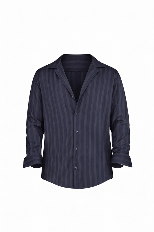Navy Blue Striped Shirt