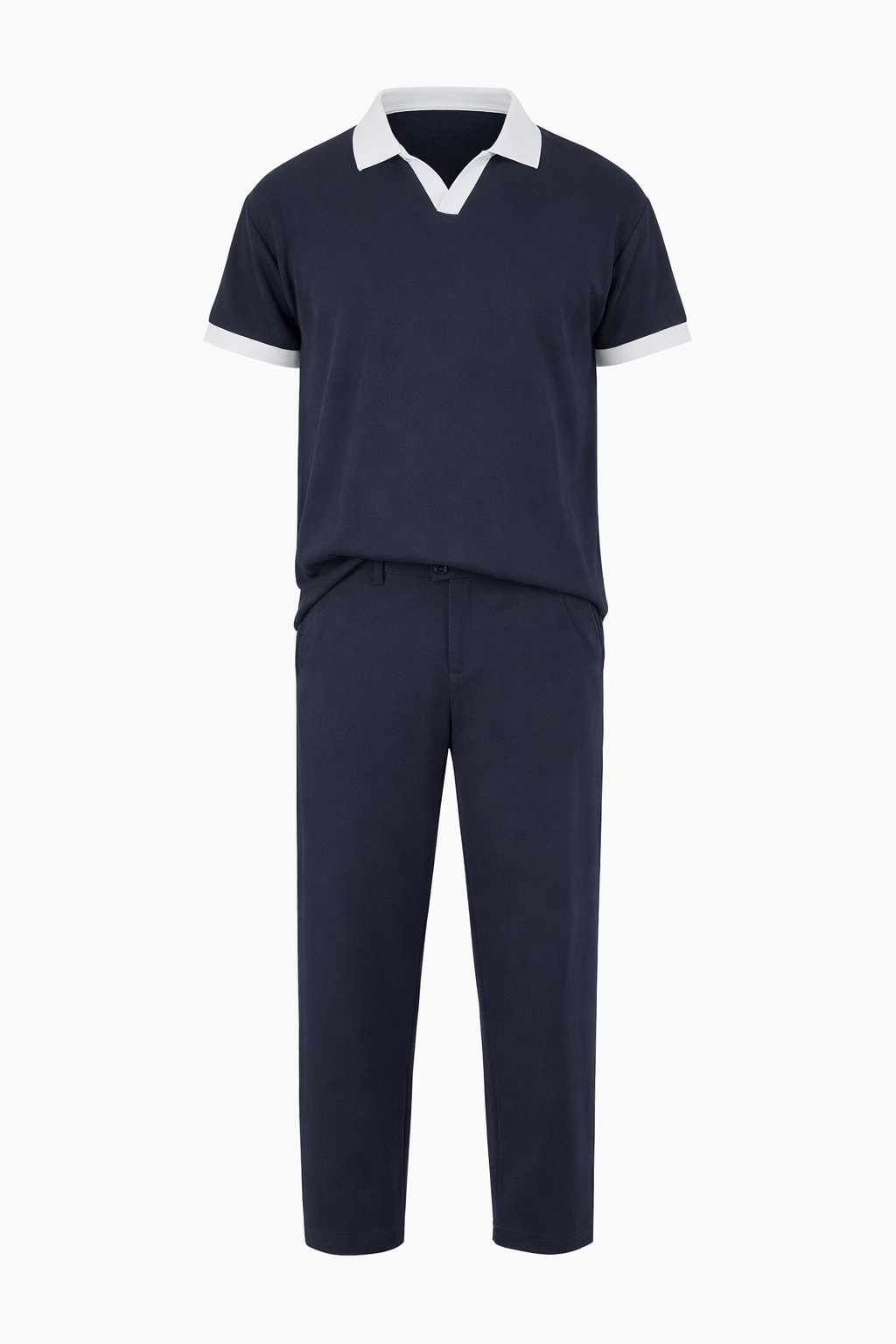 White Collar Polo & Pants Set