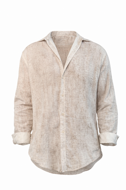 White Beige Washed Shirt