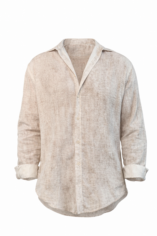 White Beige Washed Shirt