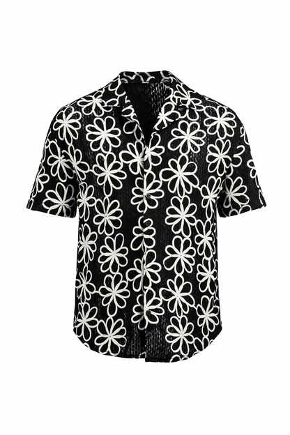 Black Flower Pattern Transparent Chemise