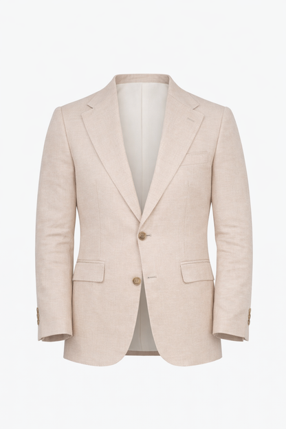 Beige Notch Lapel Blazer