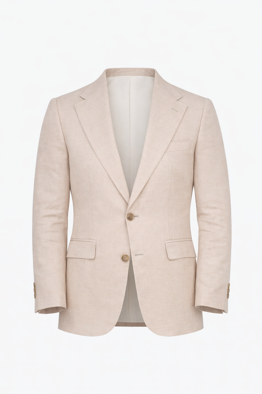 Beige Notch Lapel Blazer