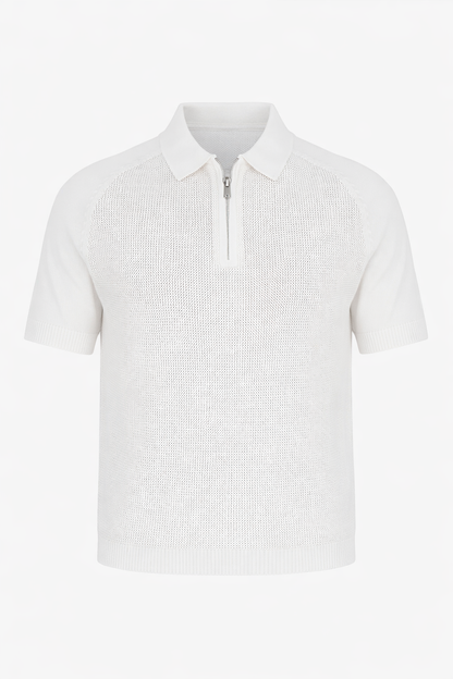 White Half Zip Polo
