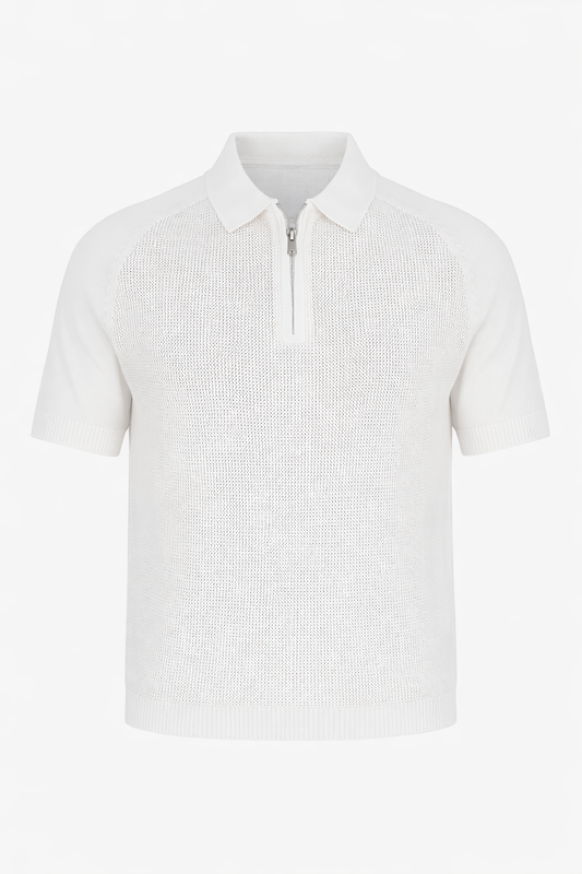 White Half Zip Polo
