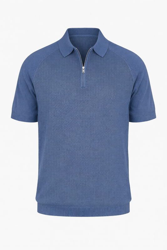 Navy Blue Half Zip Polo