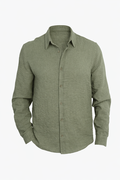 Olive Green Linen Shirt
