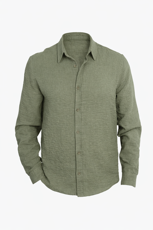 Olive Green Linen Shirt