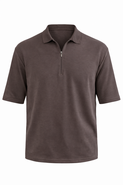 Brown Half Zip Polo