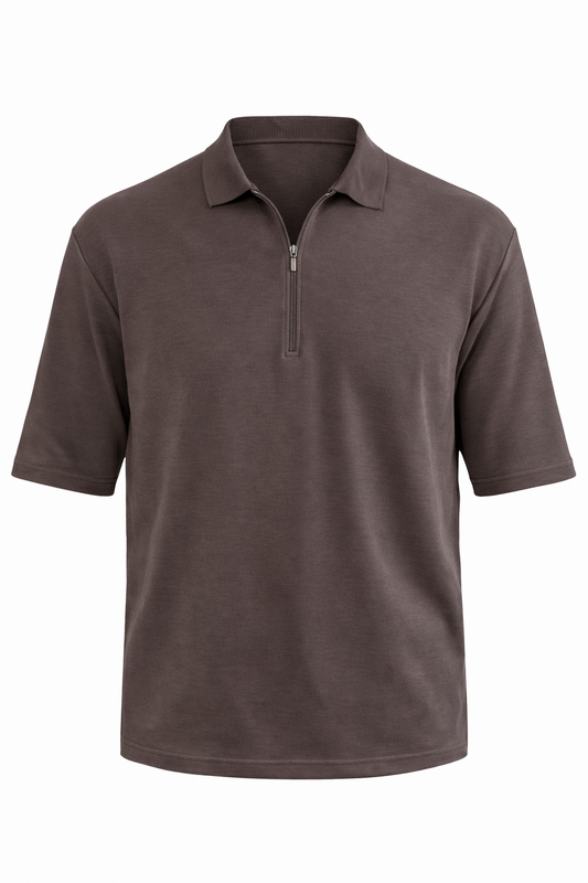 Brown Half Zip Polo