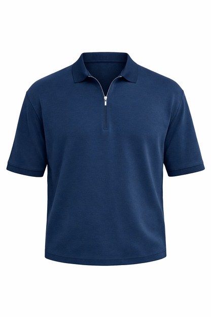 Navy Blue Half Zip Polo