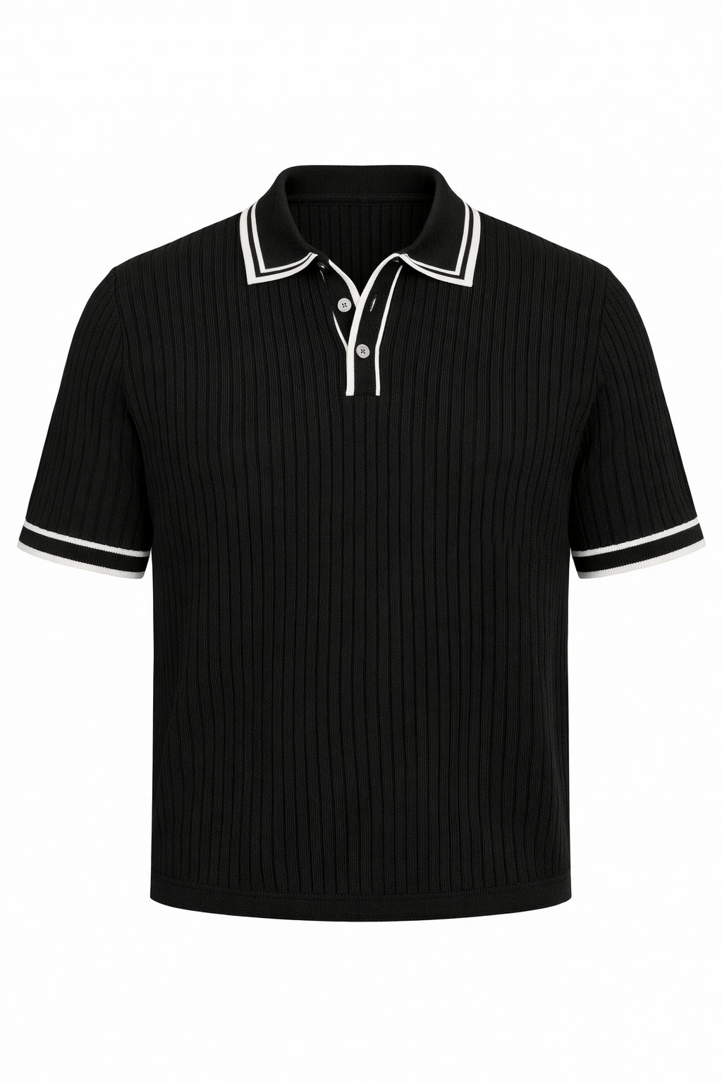 Black with White Polo Neck
