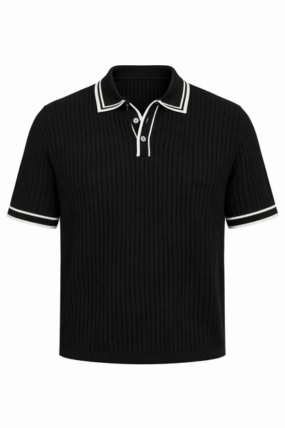 Black with White Polo Neck