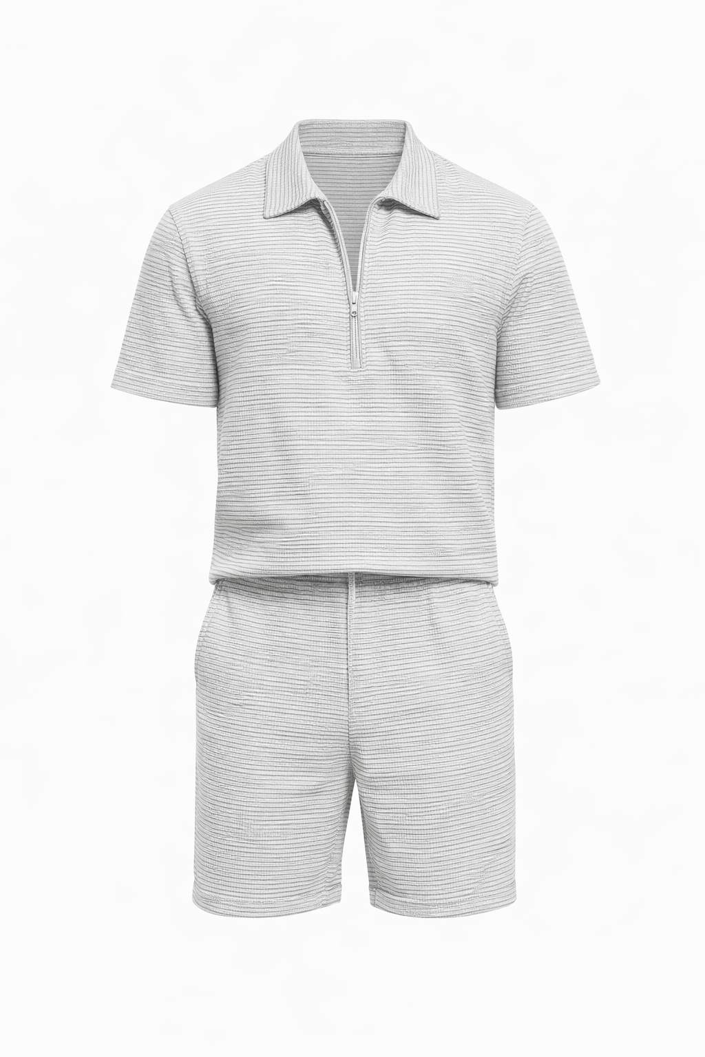 Gray/White Zipper Short Set