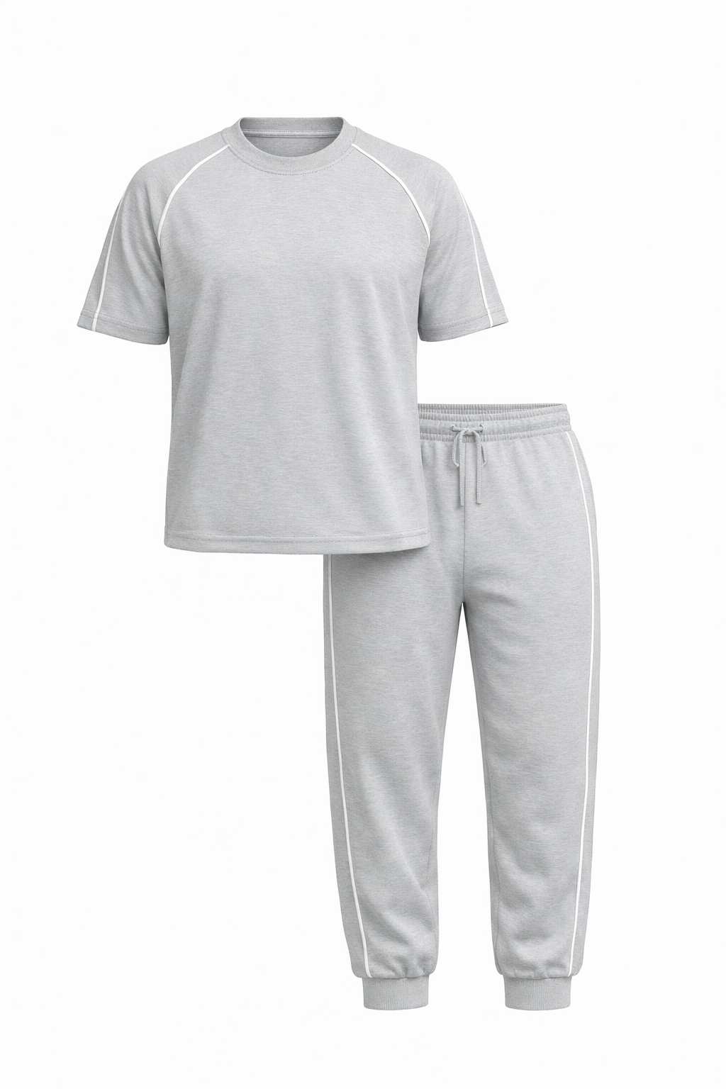 Light Gray Cotton Round Neck Set