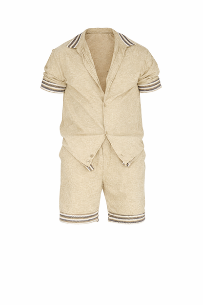 Beige Chemise and Short Cotton Set