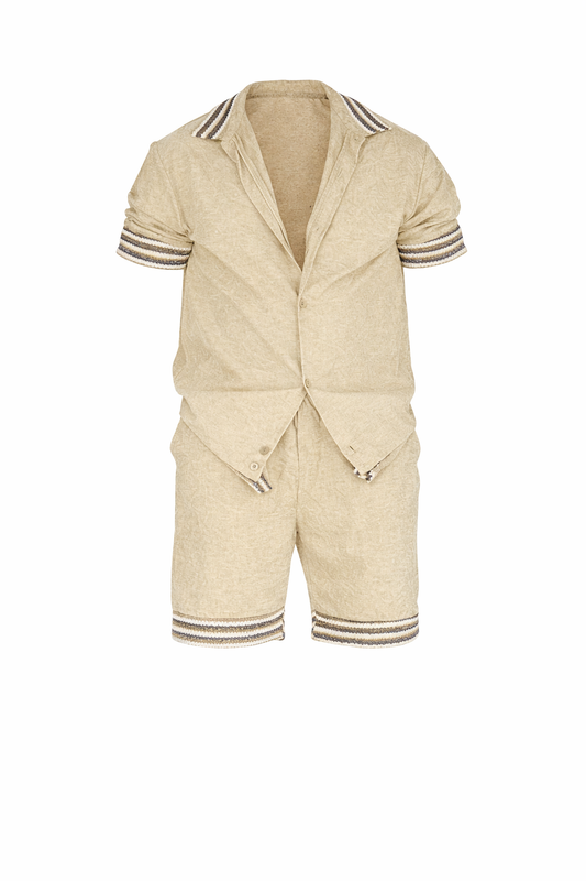 Beige Chemise and Short Cotton Set