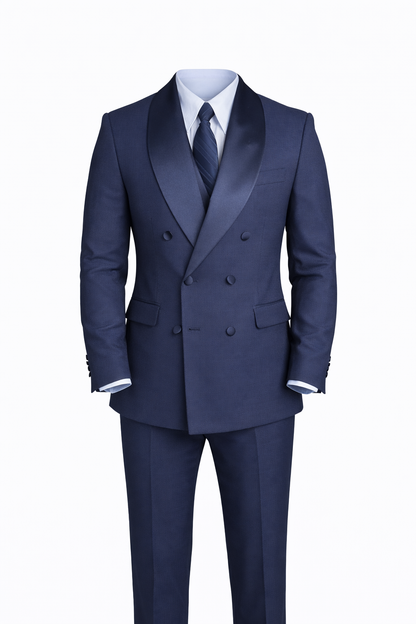 Navy Blue Tuxedo Col Chale Suit