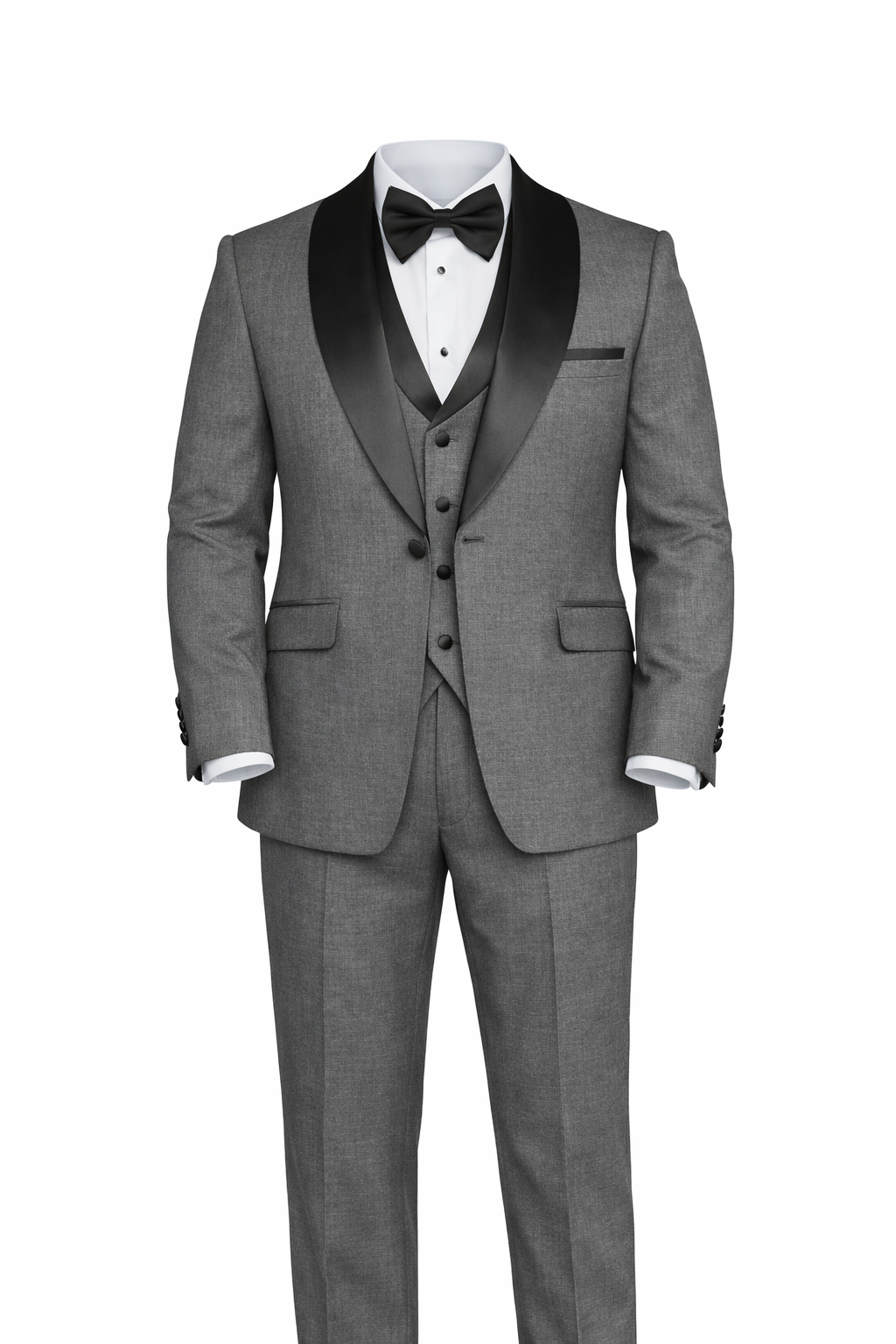 Gray Tuxedo Peak Lapel Suit