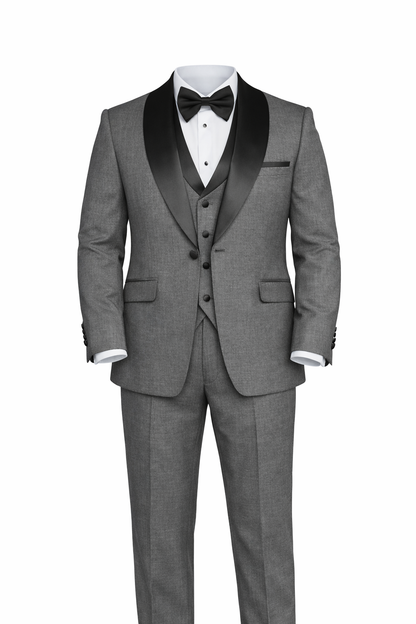 Gray Tuxedo Peak Lapel Suit