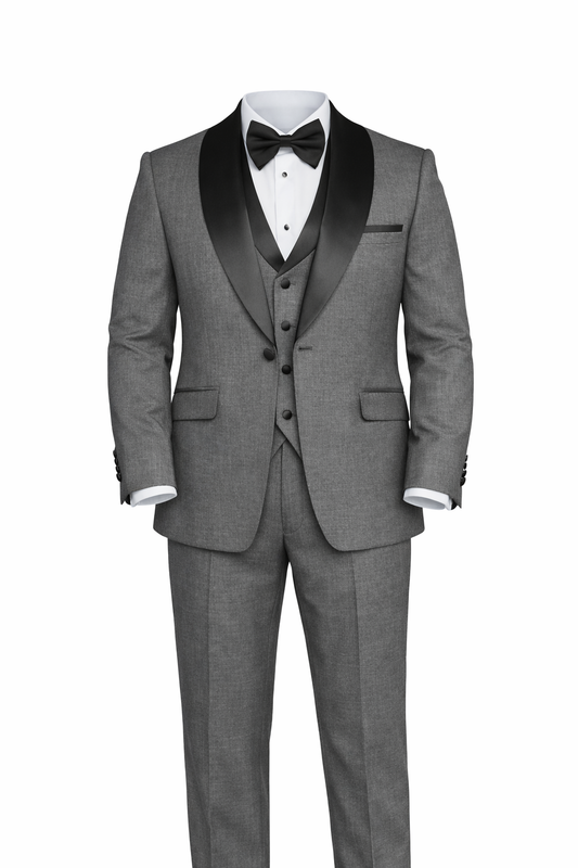 Gray Tuxedo Peak Lapel Suit