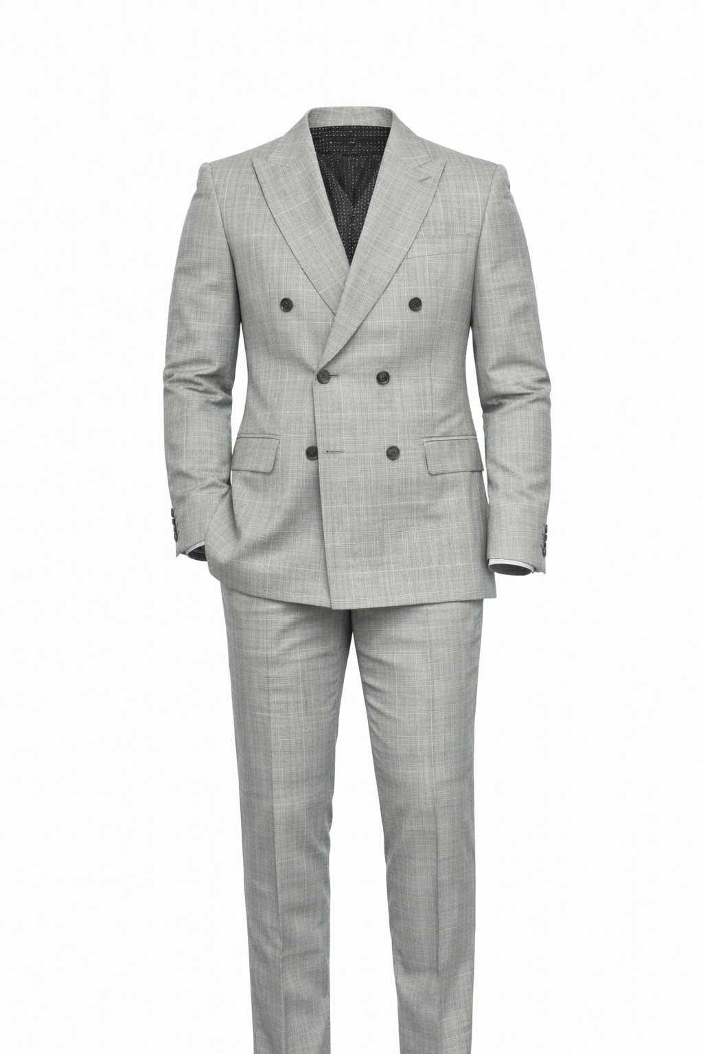 Dark Gray Collar Shawl Suit