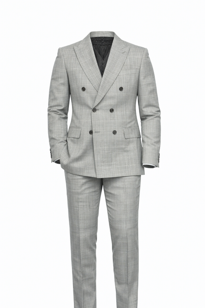 Dark Gray Collar Shawl Suit