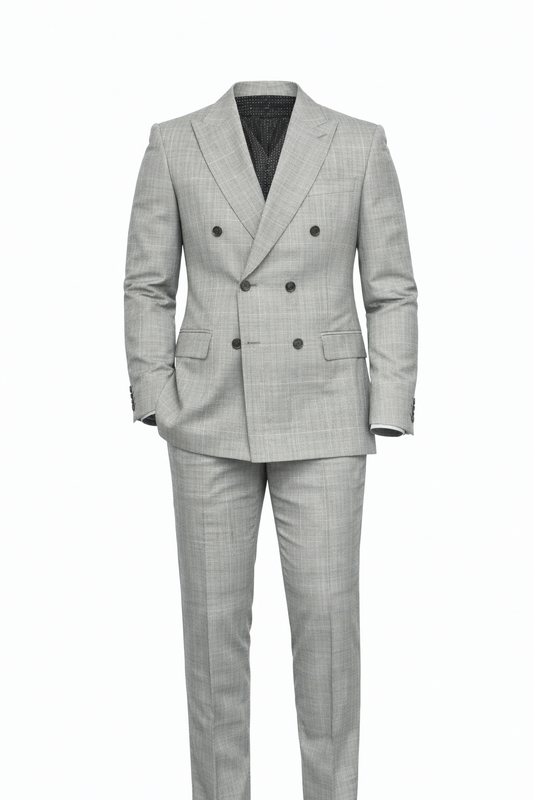 Dark Gray Collar Shawl Suit