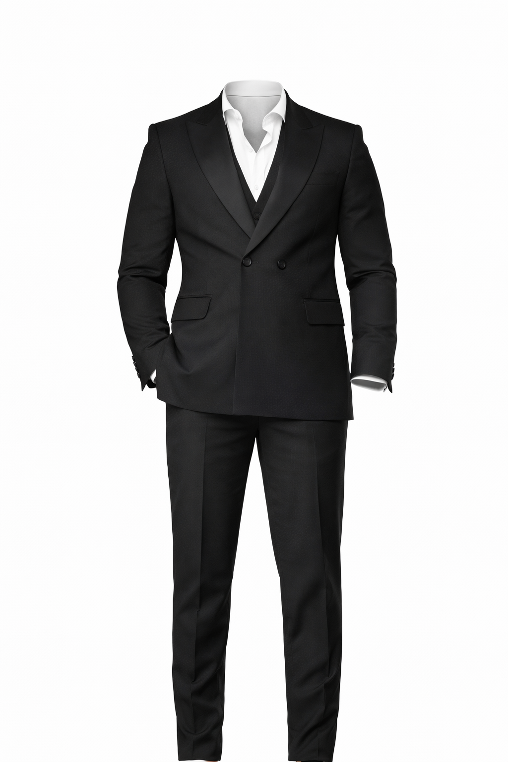 Full Black Col Chale Suit