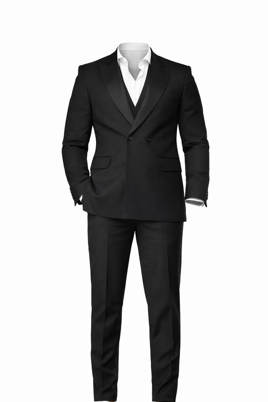 Full Black Col Chale Suit