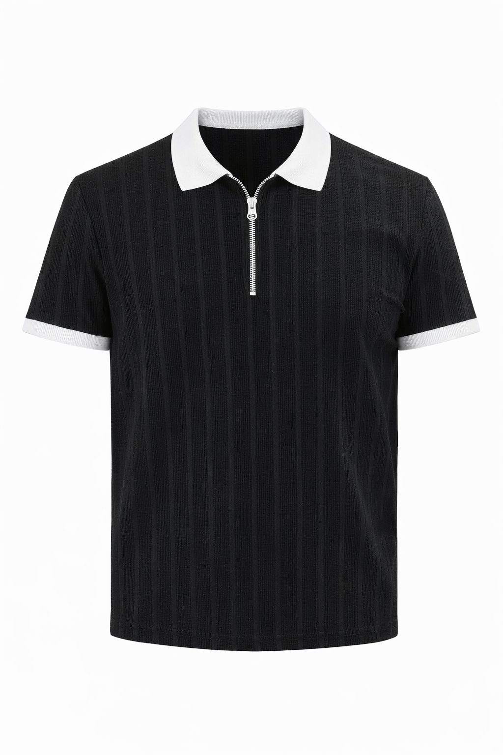 Black with White Polo Neck
